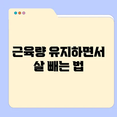 근육량 유지하면서 살 빼는 법