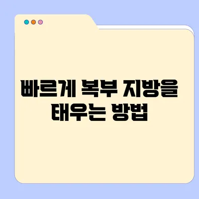 빠르게 복부 지방을 태우는 방법