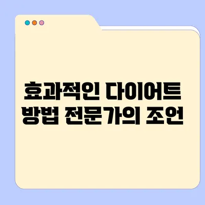 효과적인 다이어트 방법: 전문가의 조언